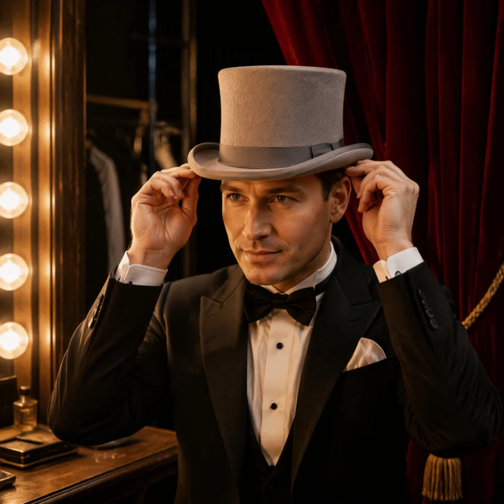 Gentleman Style Wool Material Top Hat Satin Lining Classic Design Magician Hat Gentleman Hat Stage Performance