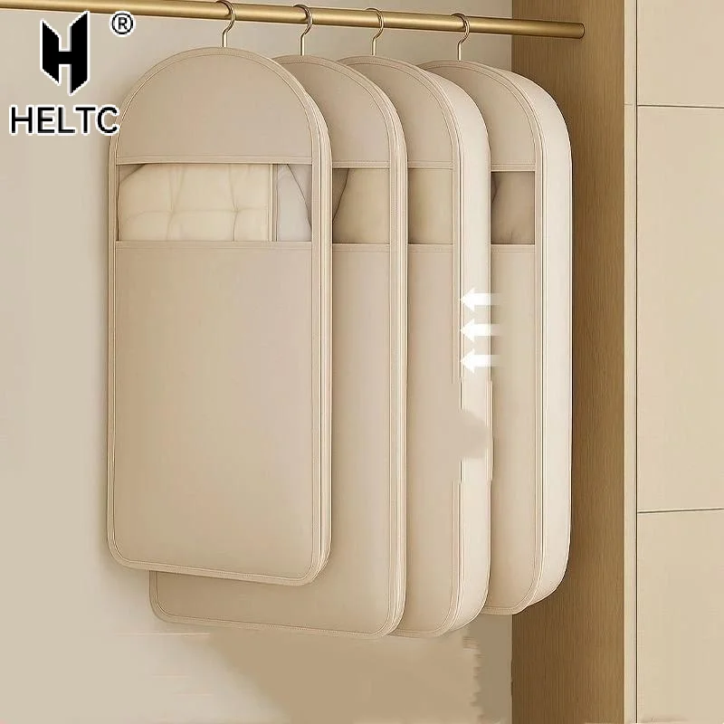 1pc Down Jacket Compressed Dust Cover Clothes Compression Hanging Bag Household Visible Clothes Storage Bag Wardrobe Organizer