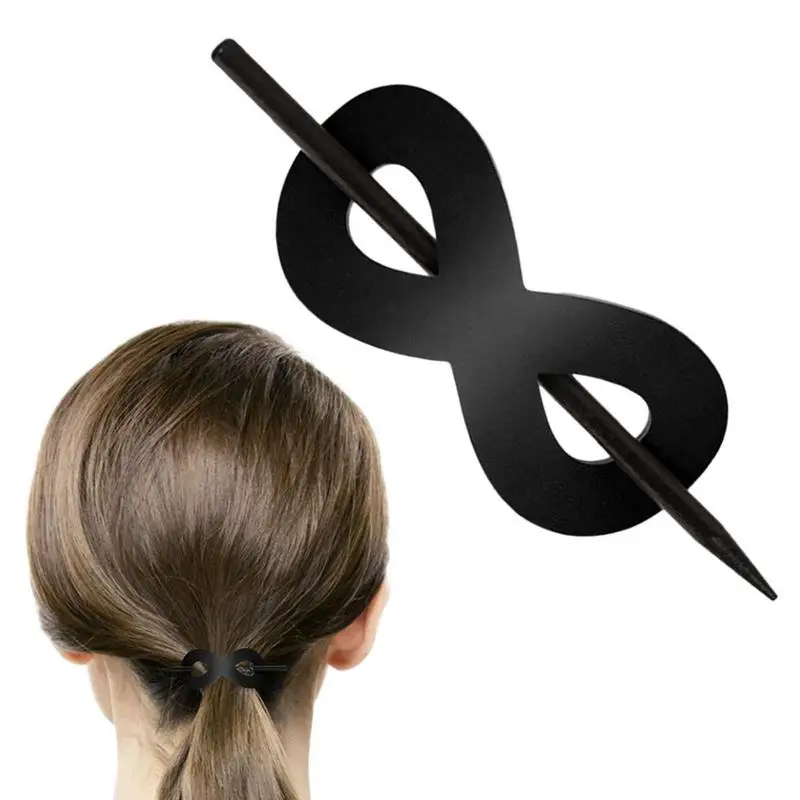 Leather Hair Barrette With Stick Hair Bun Holder Ponytail Hair Pin Headdress 8 Shape Ponytail Clip Leather Hair Accessories Clip