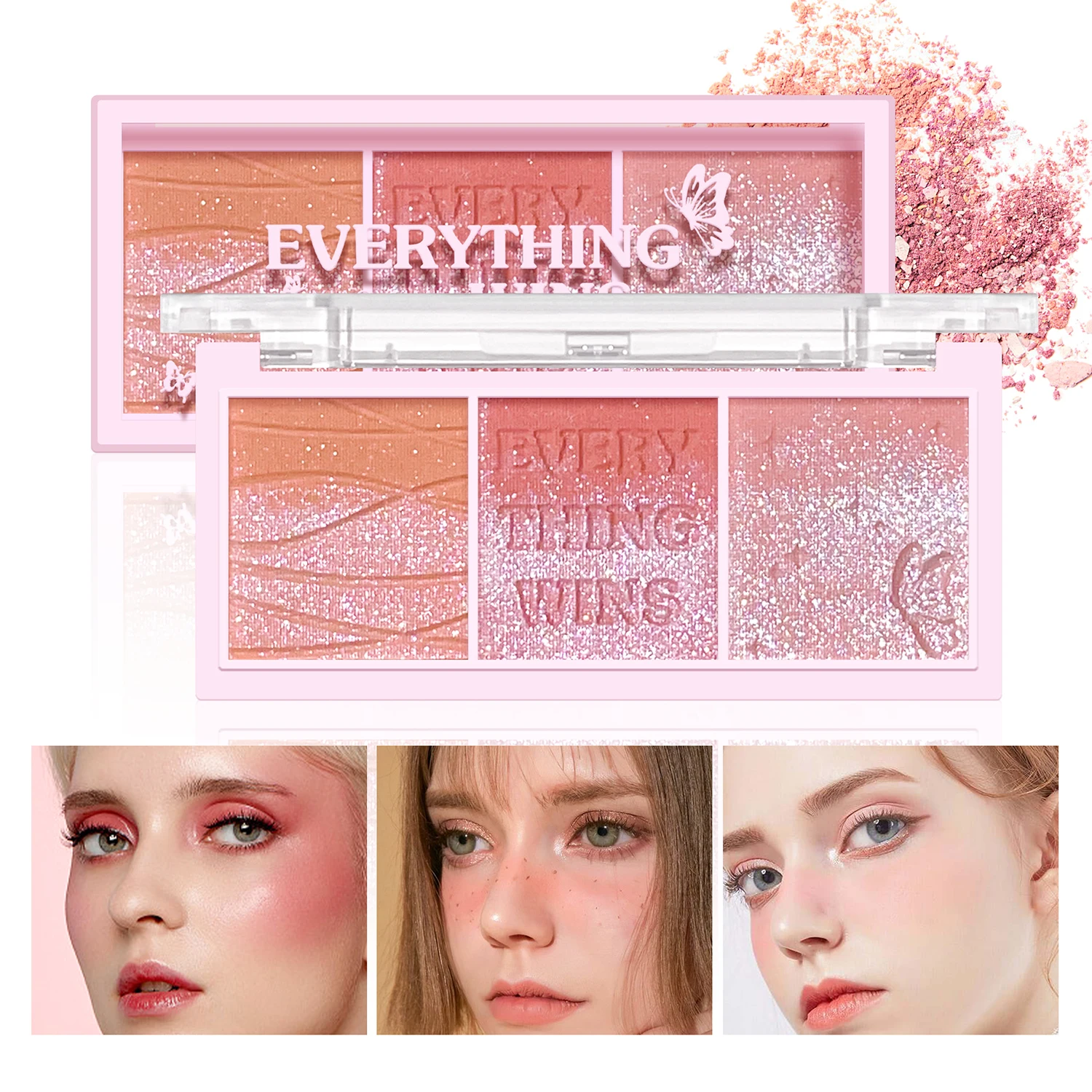 Secret Garden dreifarbiger Rouge-Lidschatten, Mandelmilch-Tee, nacktes Make-up, natürliche Farbverstärkung, langanhaltendes Pulver – Detail 8