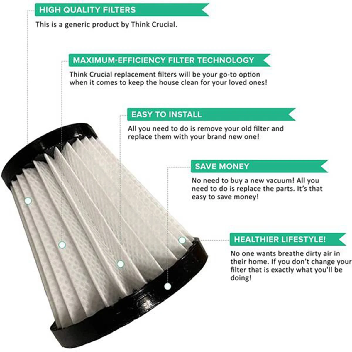 5 Packเปลี่ยนกรองสําหรับDirt Devil Scorpionเครื่องดูดฝุ่นสไตล์F117,เปรียบเทียบกับชิ้นส่วนAD40117