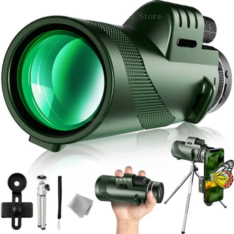 Powerful 80X100 HD Monocular 50000M Telescope Long Range Zoom With Tripod Phone Clip For Outdoor Hunting Camping Tourism