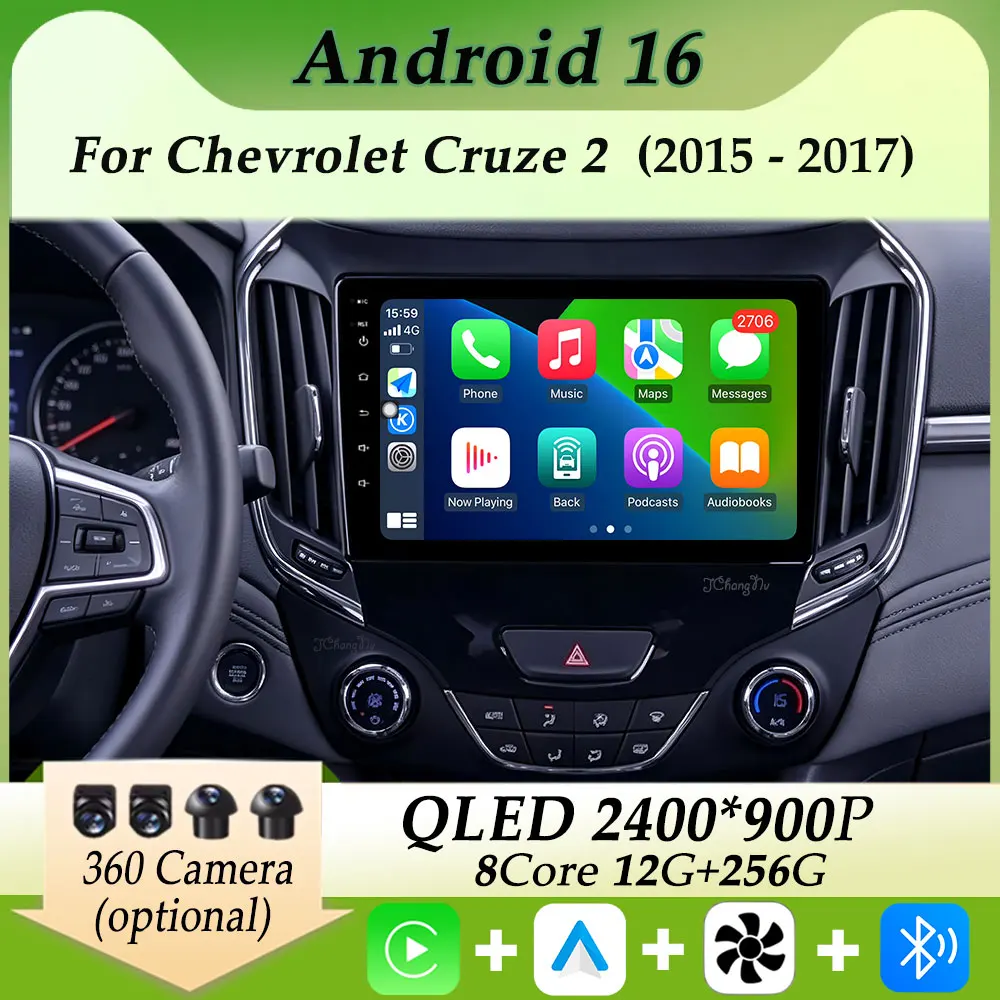 

Touch Screen Car Radio Multimedia Player for Chevrolet Cruze 2 2015 - 2017 Carplay Android GPS Navi Split Screen WIFI DSP Stereo