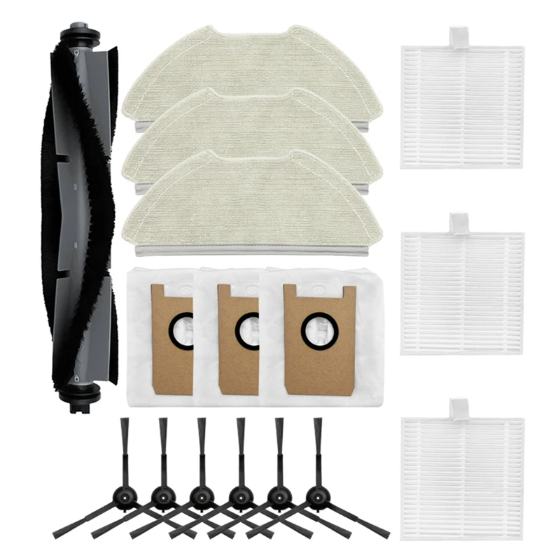 ロボット掃除機とモップの交換部品,airrobo t20,メインブラシ1個,サイドブラシ6個,フィルター3個,モップパッド3個,ダストバッグ3個