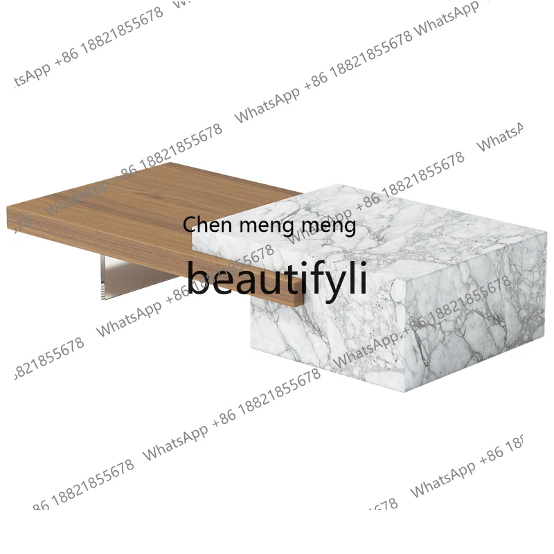 

Natural marble acrylic coffee table TV cabinet combination living room designer Nordic minimalist style H
