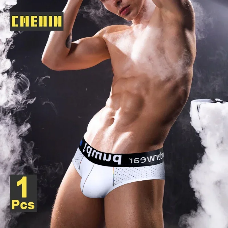 CMENIN Sexy Mens Underwear Briefs Sissy Panties Bikini Underpants Male Jockstrap Pouch Cuecas Gay Mesh Breathable Trunks Briefs