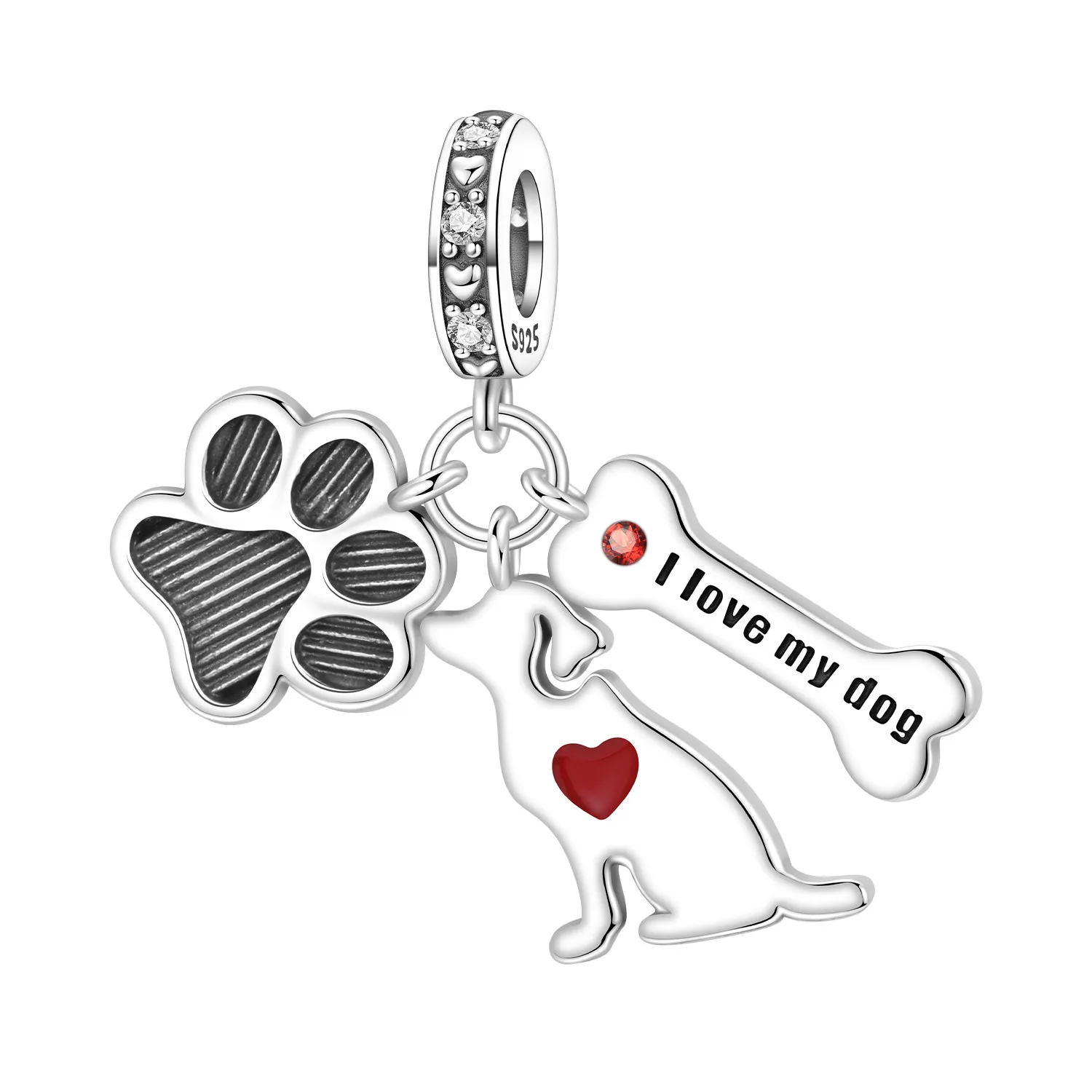 Orstarry 925 Sterling Silver Claw Print Dog Bone Animal Bead Original Pendants Bracelet Necklace Charm Jewelry DIY Trendy Gifts
