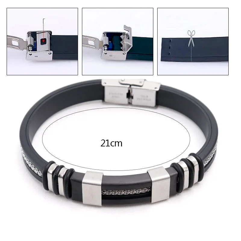 Stainless Steel Bracelet To Record Silicone Bangle For Men Women Silver Color/Golden/Black Metal Plate Bracelet Wholesale 10pcs