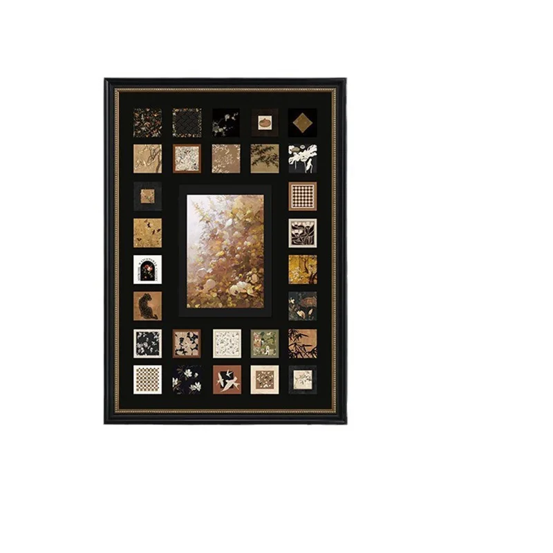 

Antique retro living room decorative painting in solid wood frame Floor-to-ceiling Bailian painting High-end entrance wall sofa