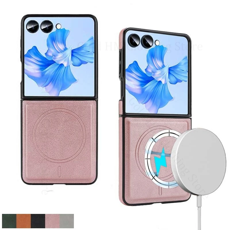 

Funda For Samsung Z Filp 7 FE 5G Shockproof PU Leather Phone Case For Galaxy Z Flip7 6 flip5 4 3 Magnetic Wireless Charger Cover