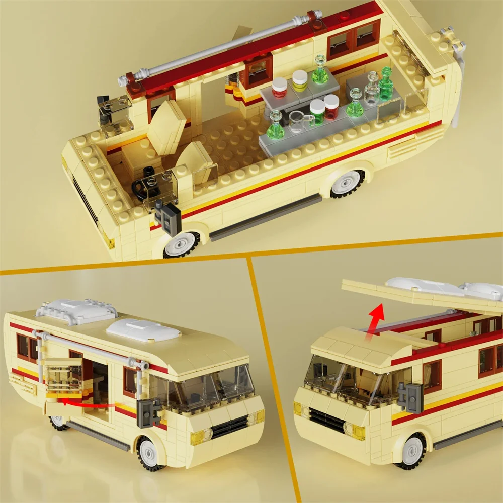 MOC BreakingS BadS Car RV Vehicle Building Blocks Set Creativity House Camper Van giocattoli di mattoni fai da te per bambini regali di natale 432