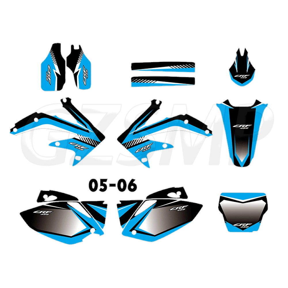 يصلح ل 2005-2006 هوندا CRF 450R CRF450R 450 R 05 06 مجموعة الرسومات الشارات ديكو ملصقات #6