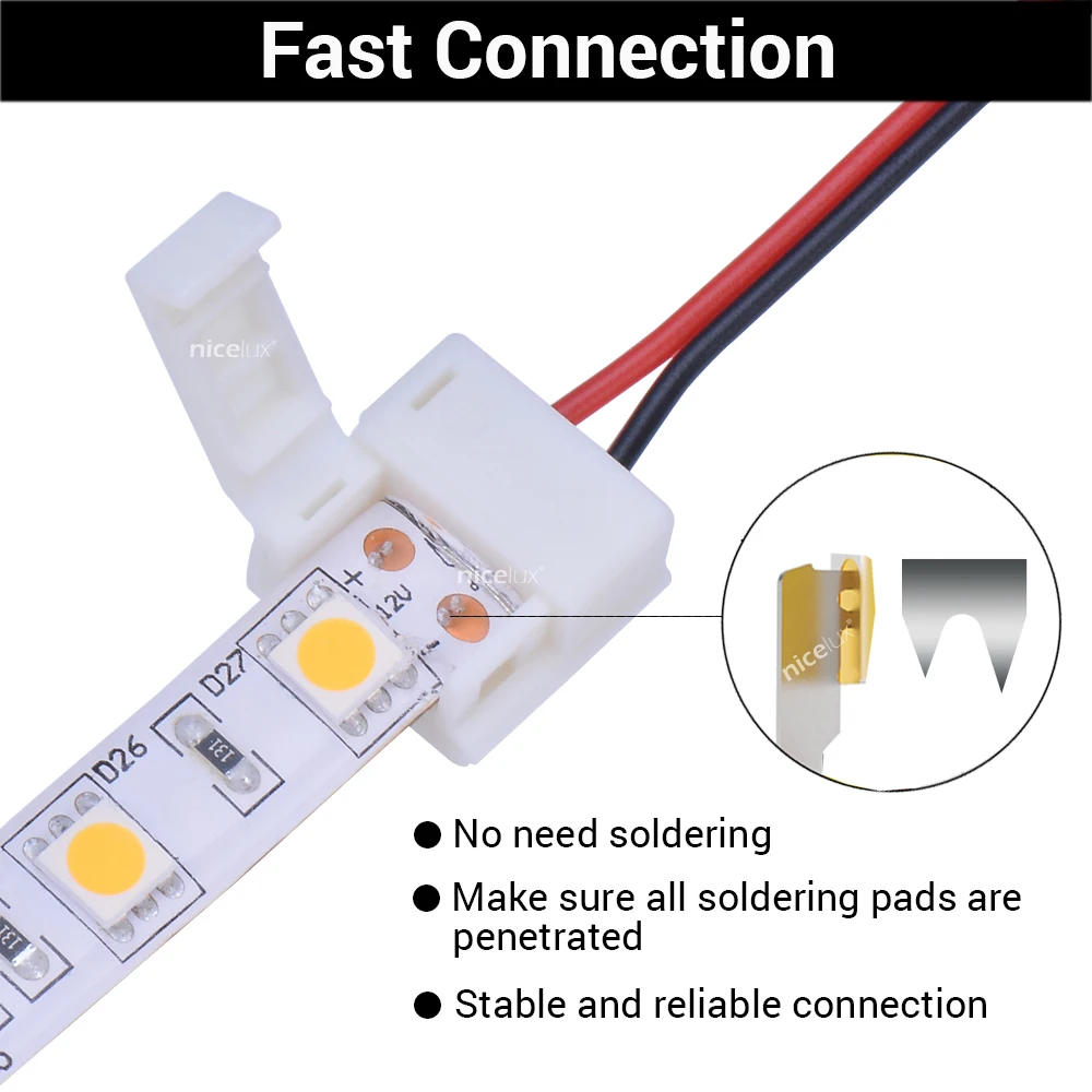 2/4/5 Pin LED Strip Connectors Waterproof 8mm 10mm 12mm LED Terminal Connector Use For SMD 5050 Single Color RGB RGBW LED Strip