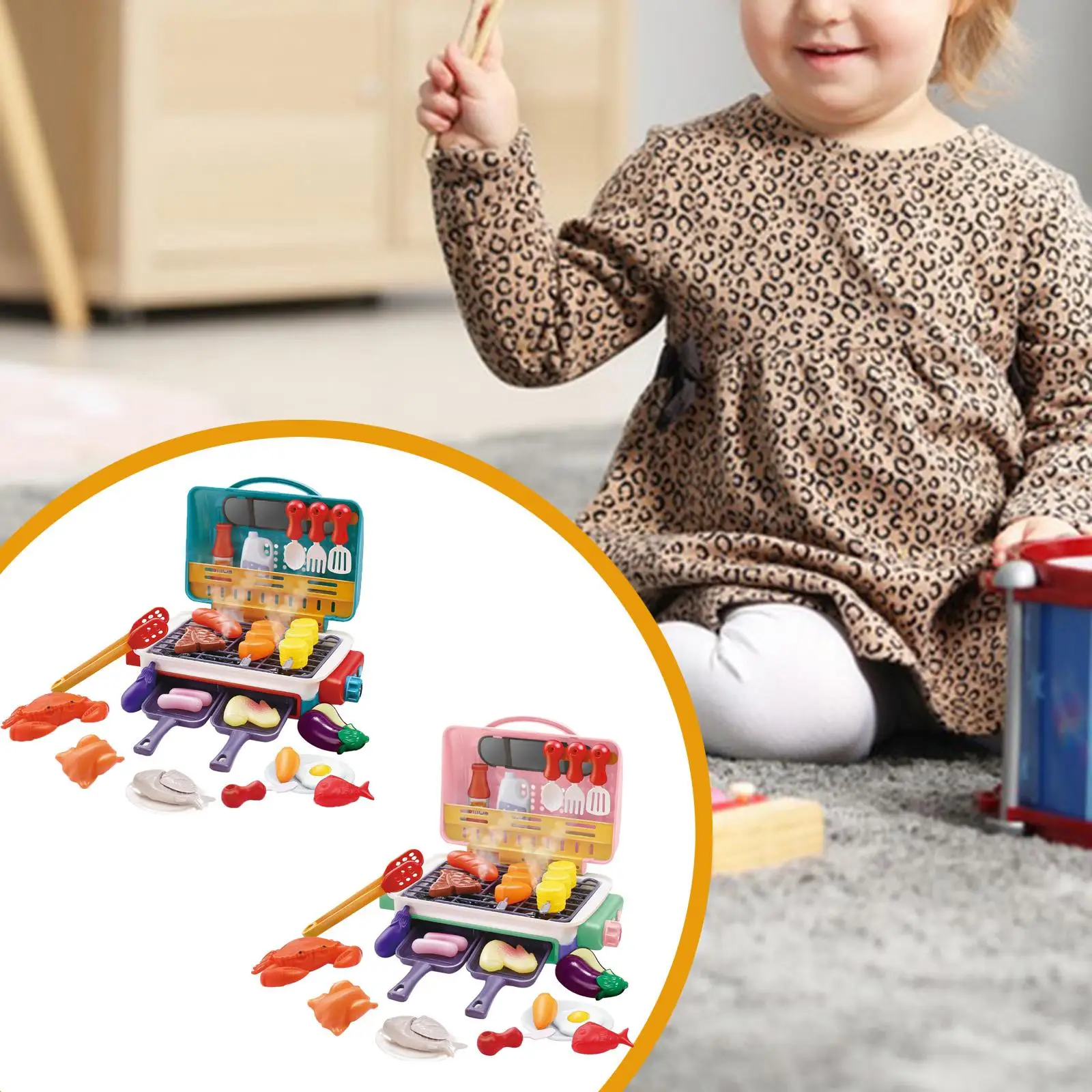 Crianças churrasqueira brinquedos realistas crianças cozinha playset para jogo favor presente