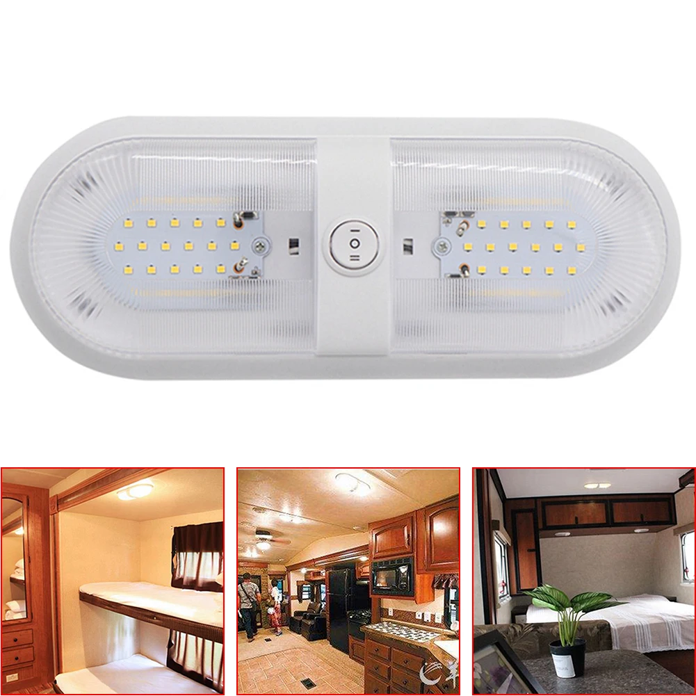 

10-24V 48 LED Dome Roof Ceiling Lamp with Switch Camper Reading Light RV Camper Ceiling Light for RV Marine Boat Yacht Motorhome