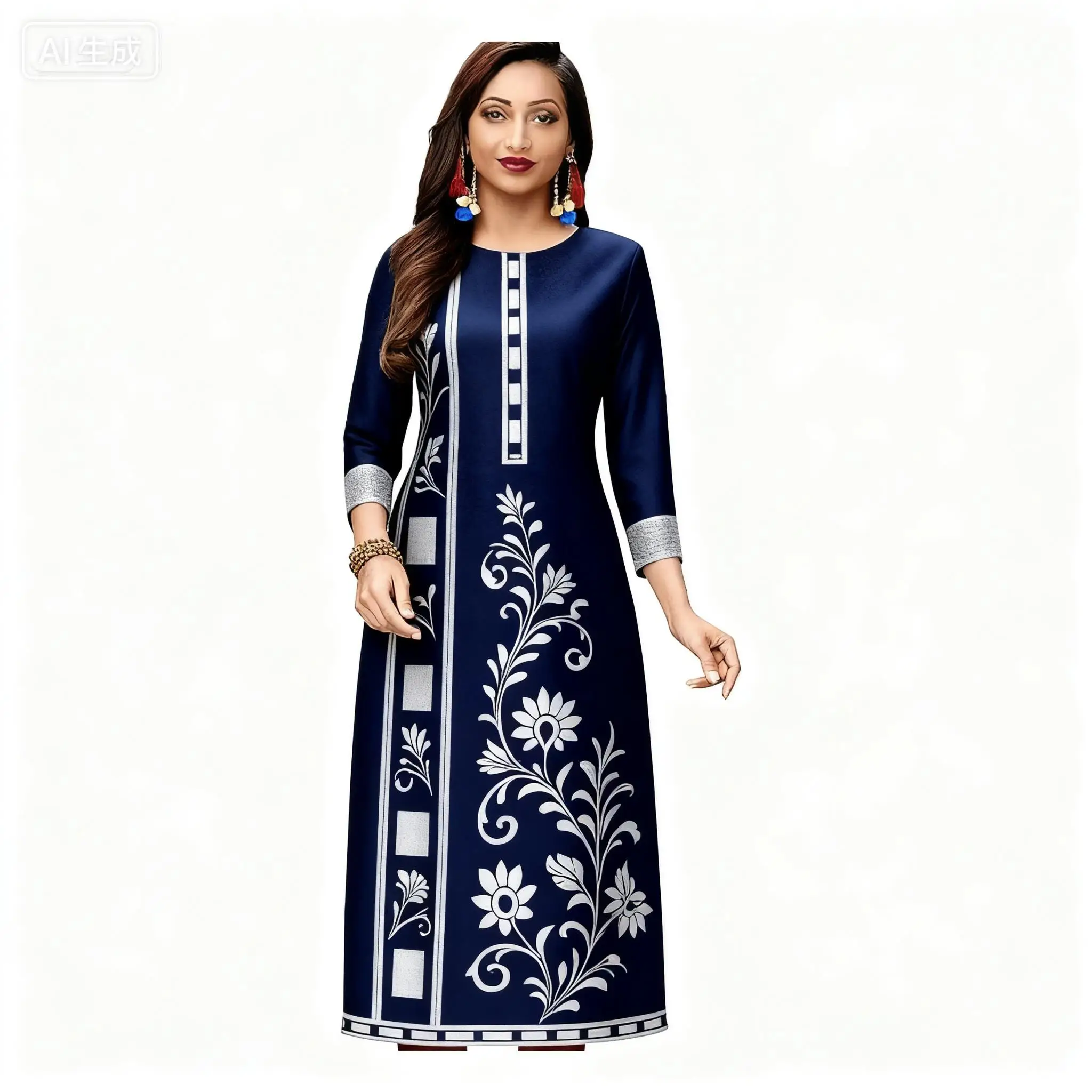 فستان كورت مريح غير رسمي للنساء المسلمات أنبوب مستقيم طاووس عرقي جميع المناسبات مثل عيد الميلاد Abito Donna Musulmana #1