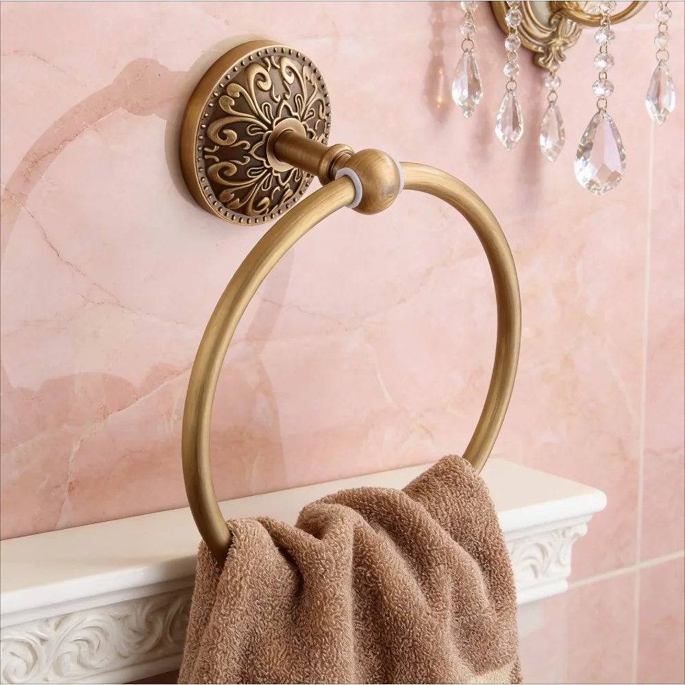 

Настенное антикварное круглое латунное кольцо для полотенец, вешалка для полотенец в ванной комнате