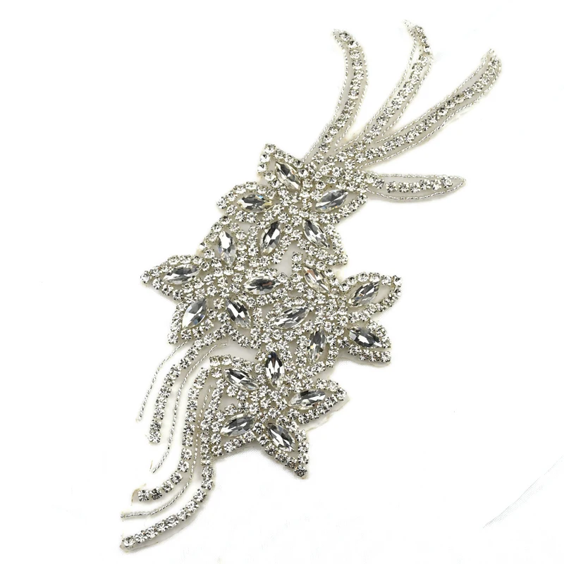 Handmade 3D Silver Rhinestone Applique, Neckling and Belt for Wedding Decoration,(30pcs)WRA-1036