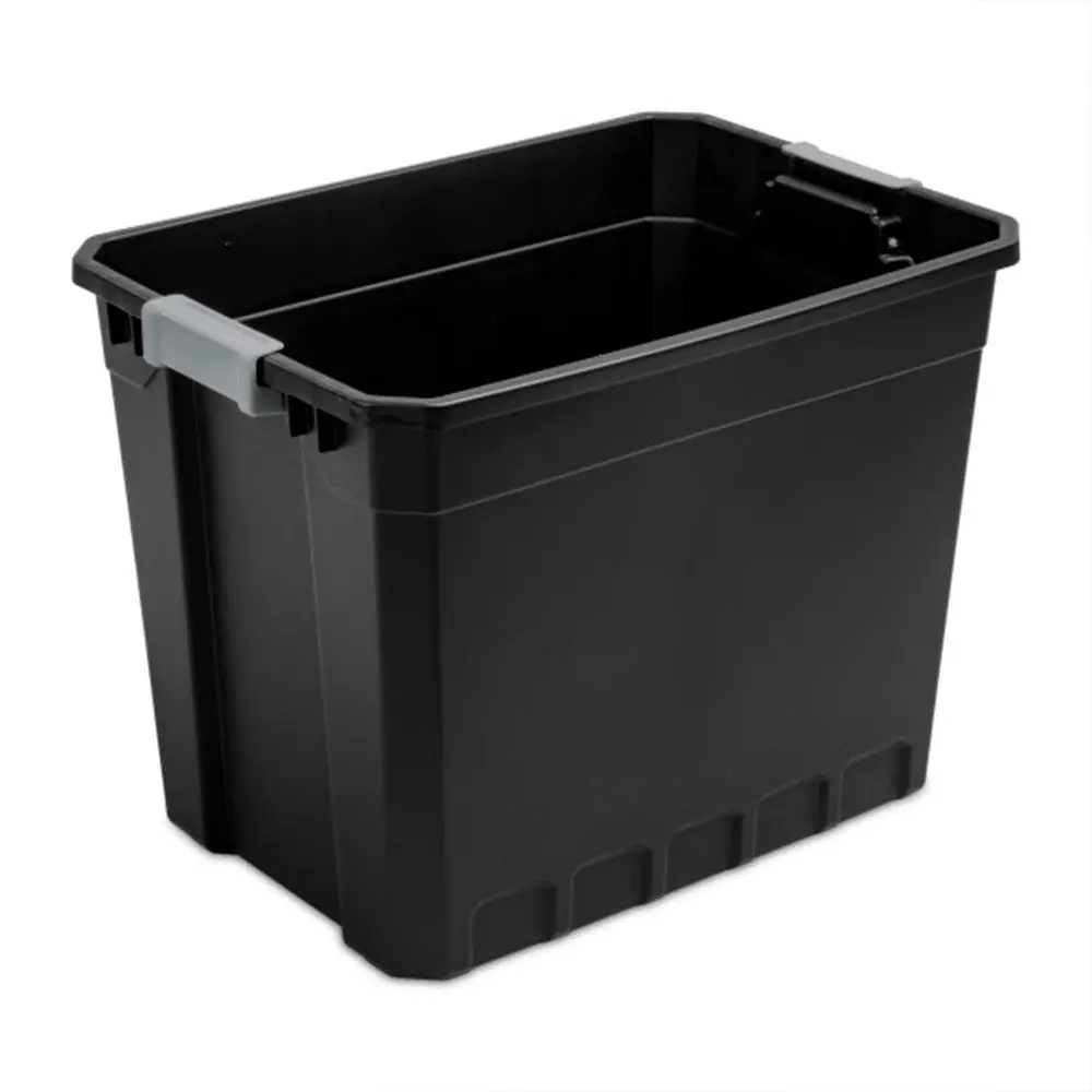 

12Pack Plastic Storage Bins with Lids, Stackable Containers, 27 Gallon, Black