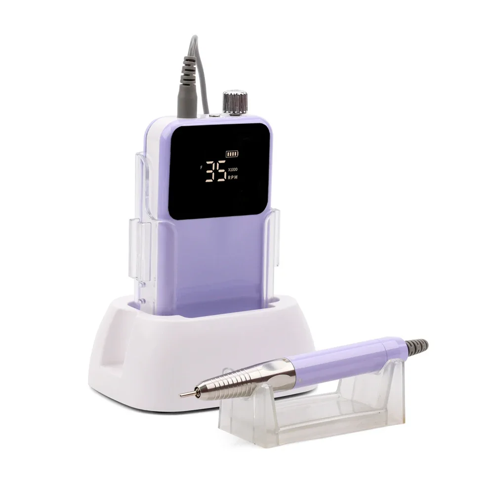 Hot Selling Professional Desktop Cordless Rechargeable 35000 RPM Portable E File Manicure Pedicure Electric Nail Drill Machine