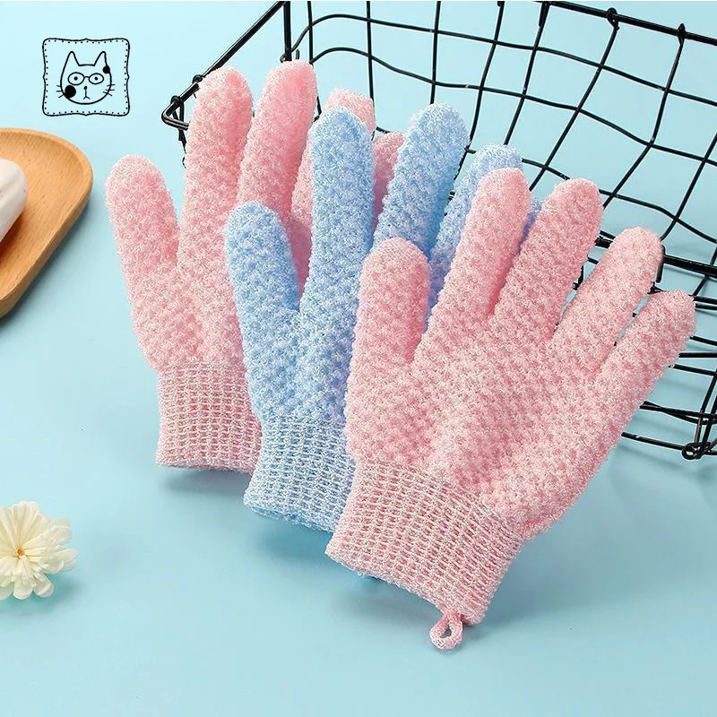 Five Fingers Bath Scrub Glove, Double Sided Body Exfoliating Mitt, Pain-Free Dead Skin Remover for Men Women