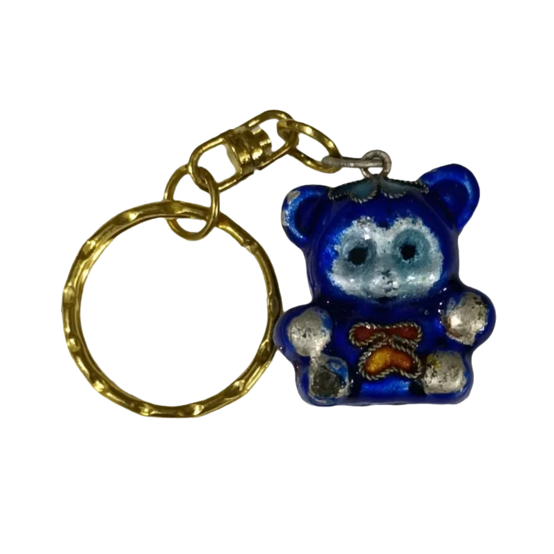 Handmade Enamel Multicolor Bear Key Chains Metal Cloisonne Cute Animal Key rings Women Kids Girls Gifts 5 Pcs