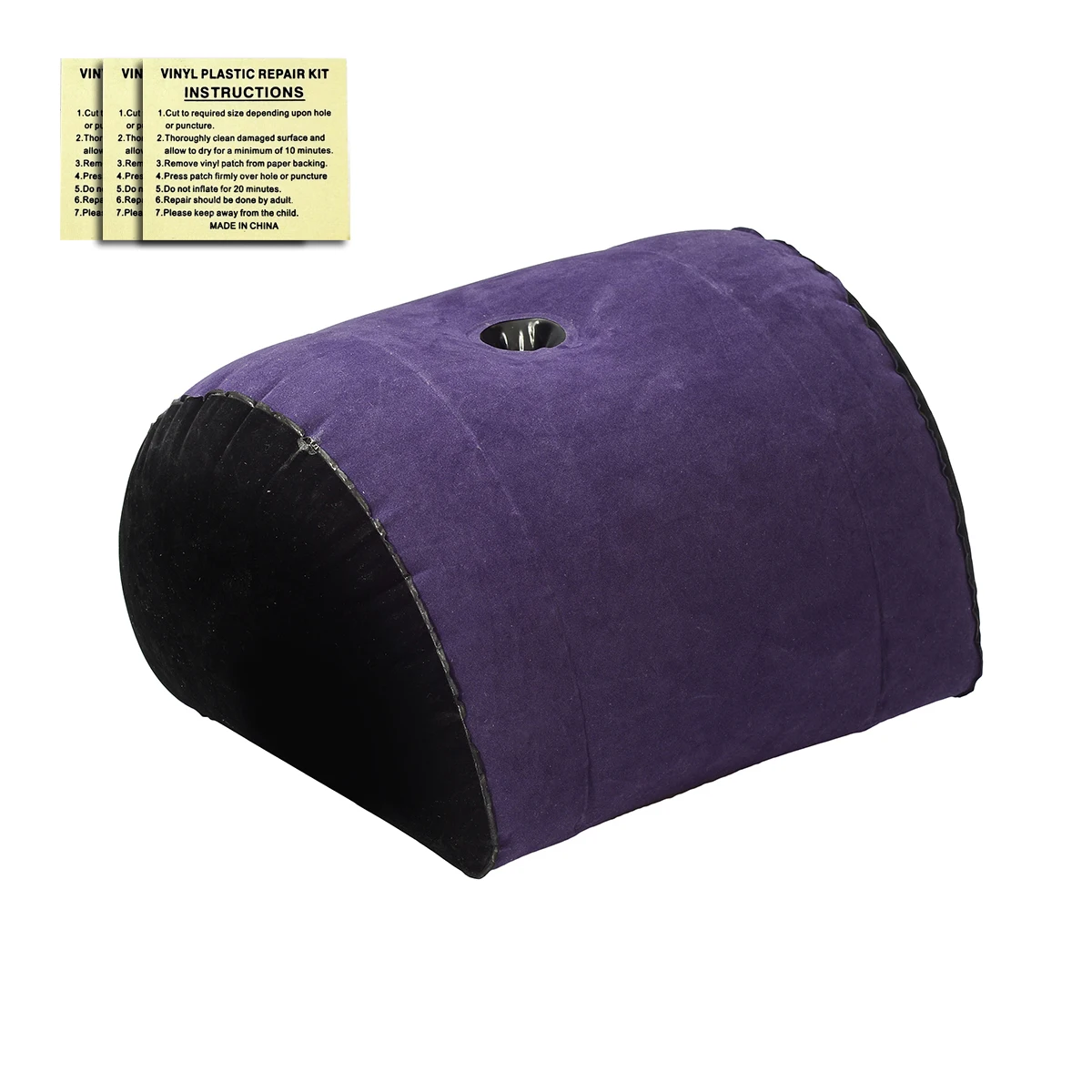 Half Circle Plush Inflatable Pillow, Foldable Multifunctional Cushion, Matched with Leak Repair Patch, Suitable for Bedrooms, Ca
