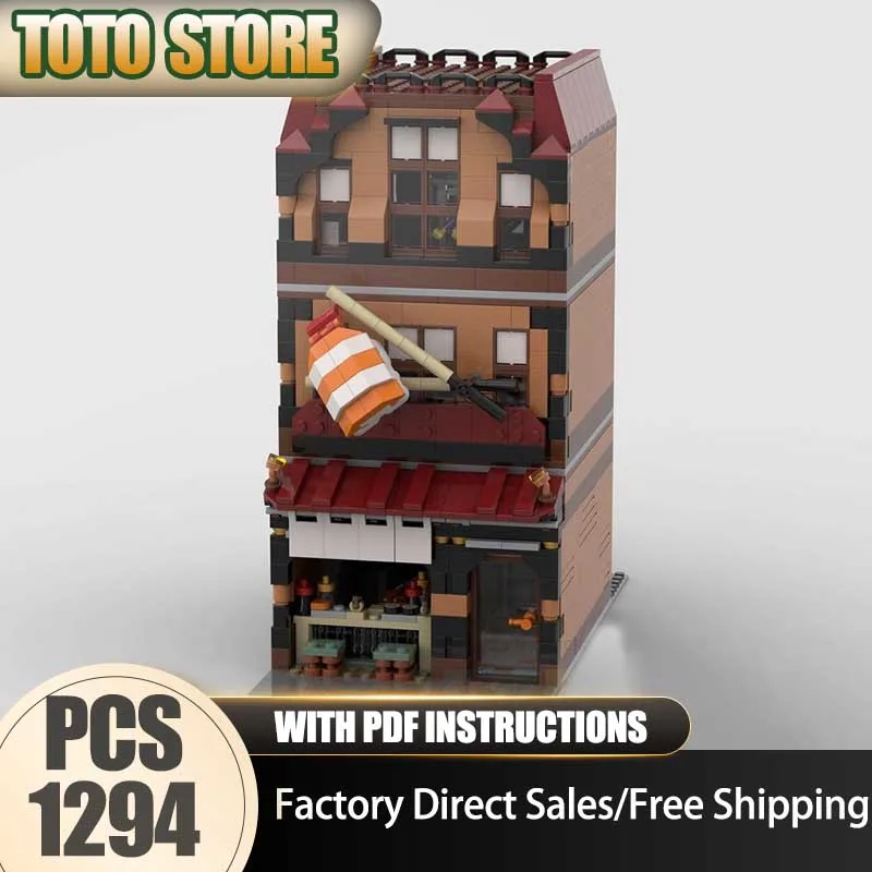 

Street View Moc Building Blocks Sushi Restaurant Modular Model Technology Brick DIY Assembly Construction Holiday Toy Gifts