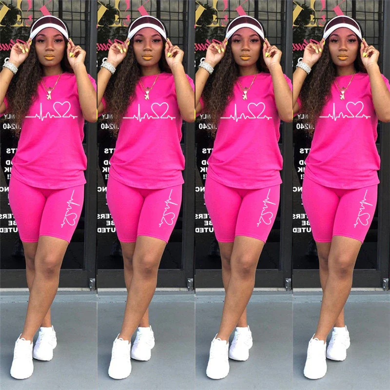 2024 Summer two piece set for women T-Shirts and Shorts Ladies Casual O-Neck Pullover Short Sleeve T-Shirt Casual Tracksuit