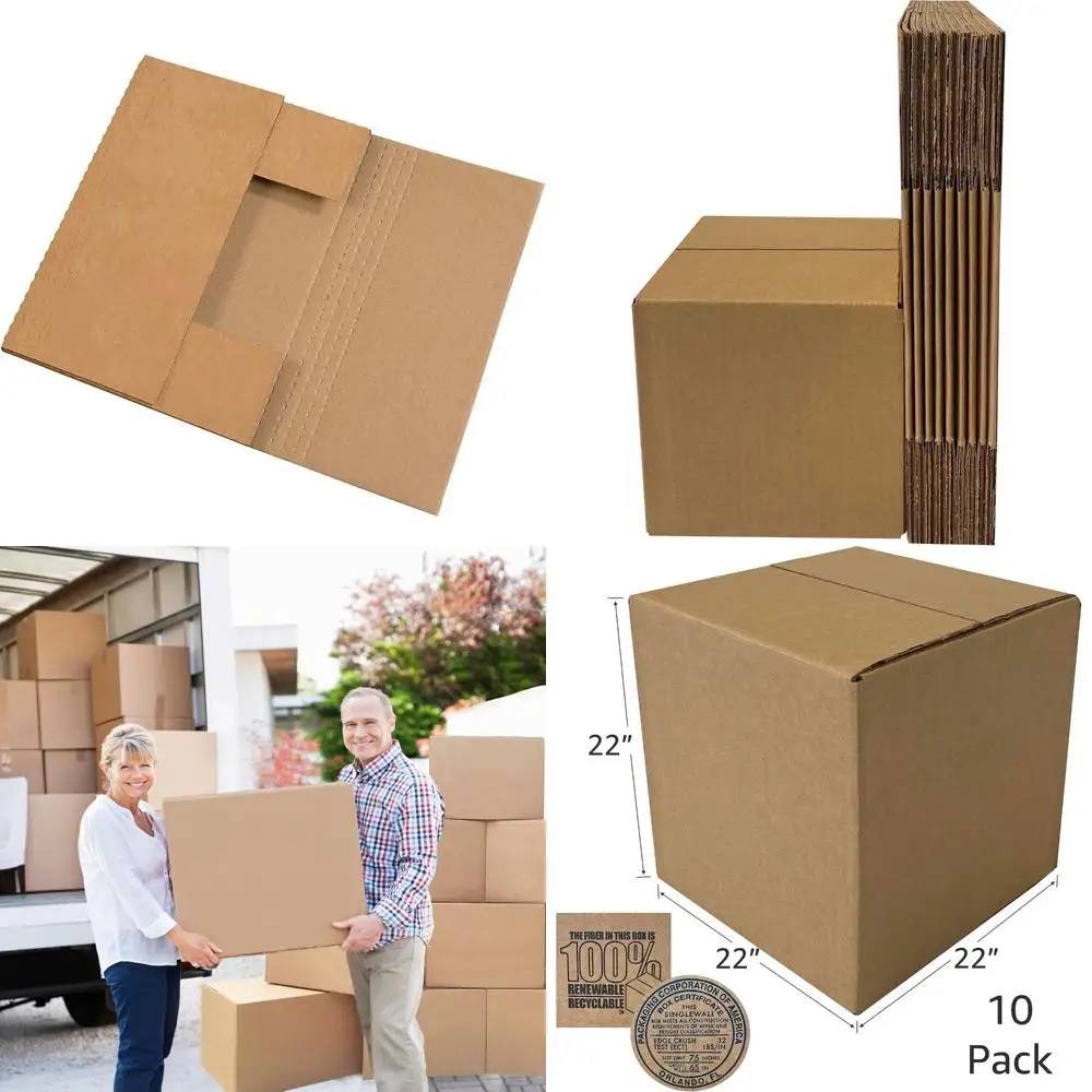 Small Shipping Boxes 18L x 12W x 2H - 50-Pack Cardboard Mailing Storage Package Gift Boxes, Crush-Proof for Shipping and Storage