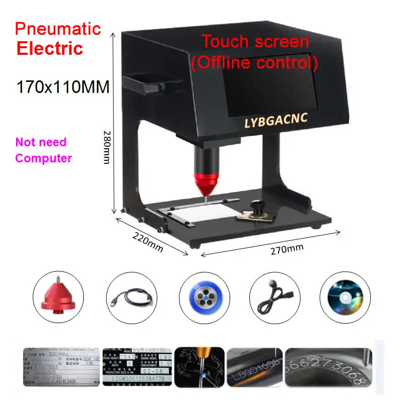 

Desktop Portable Metal Signage Nameplate Marking Machine Touch Screen Electric Pneumatic Lettering Machine 170x110mm For Metal