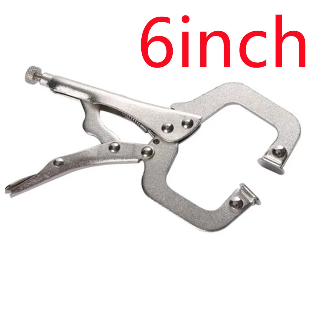 6 inches Fix Plier Pincer Tong Locator C Clamp Vise Lock Jaw Alloy Steel Hand Tool Weld Clip Woodwork Grip Swivel Pad Wood Work