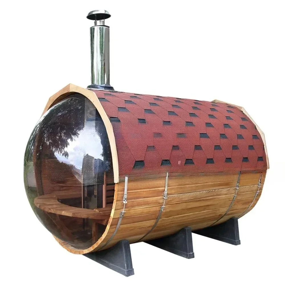 High quality cedar barrel sauna outdoor home sauna with computer control panel, with window