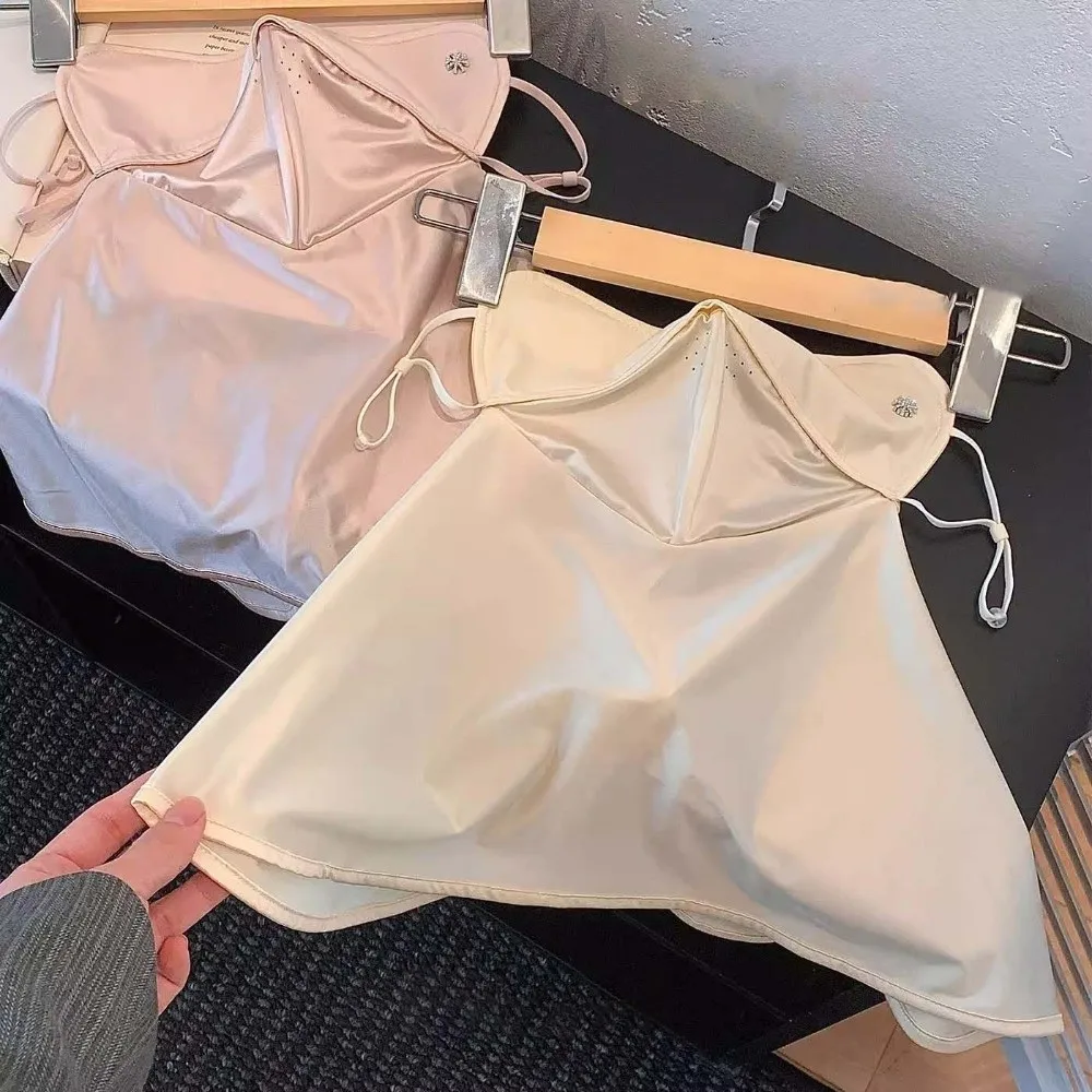 

Daily Satin Neck Sunscreen Mask Smooth Elastic Face Sun Protection Solid Color Lightweight Breathable Sunshade Mask Beach