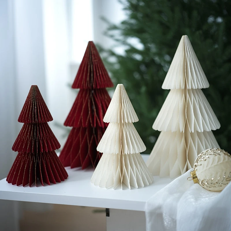 Weihnachtsbaumdekoration 3D Wabenpapier Weihnachtsbaumornamente Neujahrs-Weihnachtsfeier-Deko Weihnachtsbaum-Hängeornament – Detail 3