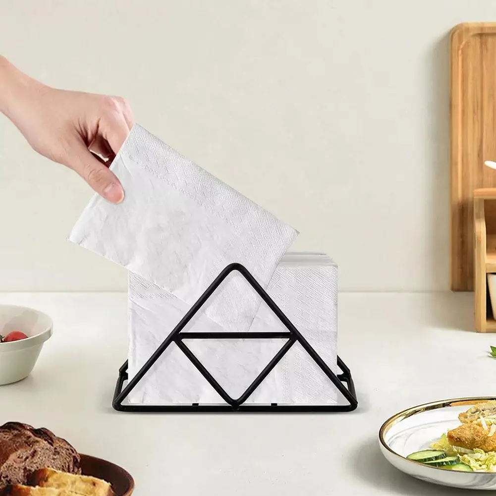 Nordic Triangle Paper Towel Holder Metal Steel Rim Wood Upright Napkin Holder Paper Towel Finishing And Placing Stand