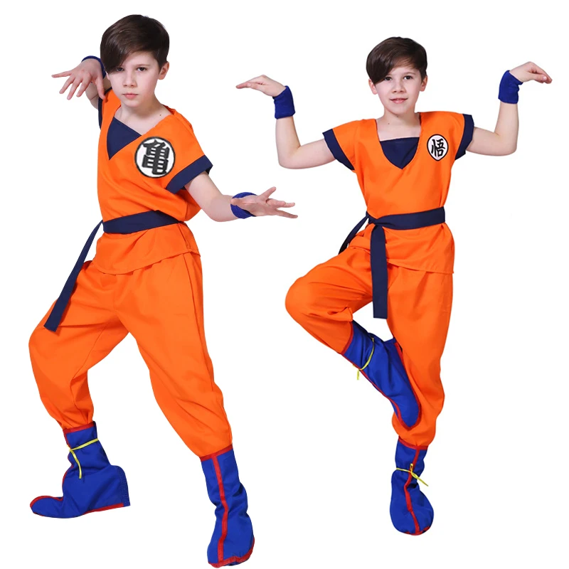 

Adult Goku Costume Halloween Kids Son Goku Adult Cosplay Costume Anime Superhero Uniform Wig Carnival Stage Children Clothing