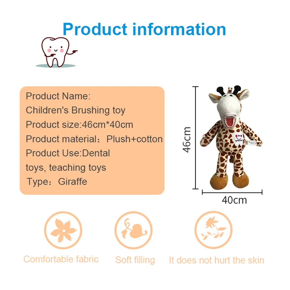 Cute Dental Plush Dolls With Tooth Model For Baby Kids Learning Brushing Educational Soft Stuffed Toys Dentistry Clinic Gifts