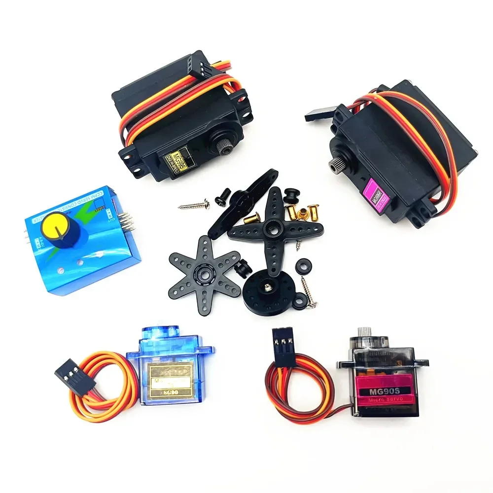 Servo engranaje de Metal para modelo de helicóptero, barco para Arduino, juguete DIY, avión, helicóptero de ala fija 90 180 360 SG90 MG90S MG995 MG996R
