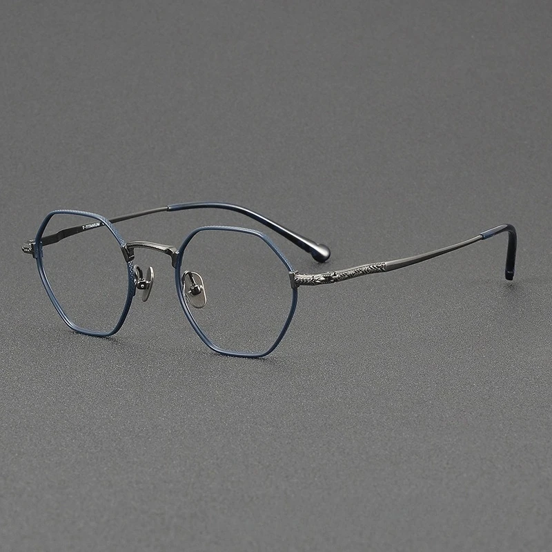 

Japanese Lightweight Acetate Blue Blocking Women Designer Titanium Hexagon Glasses N-047 Retro Titanium Frame Myopia Men Reading