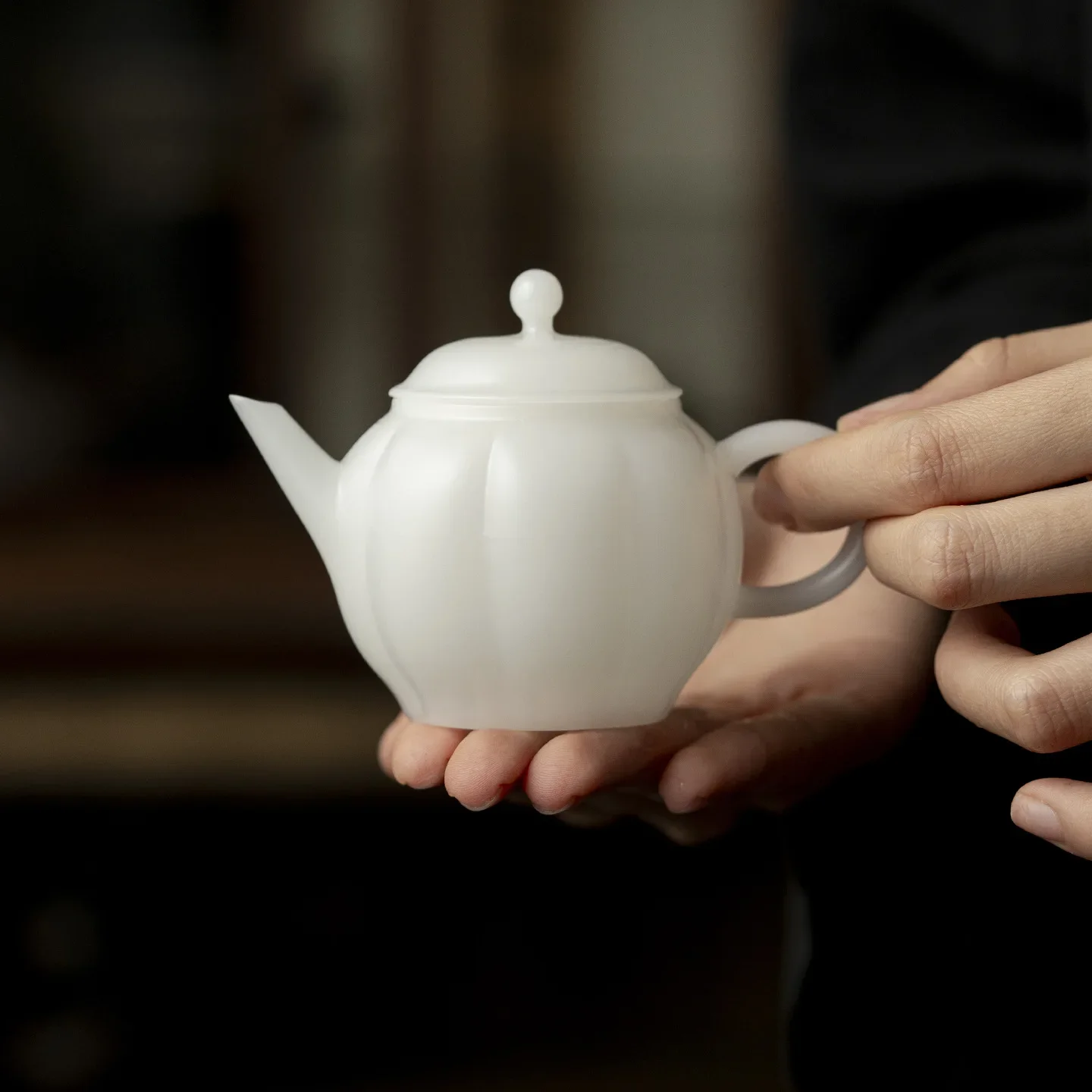 Ice Jade Porcelain Teapot Home Gift Teapot White Porcelain White Luxury Gift Kung Fu Tea Set Handmade Single Pot