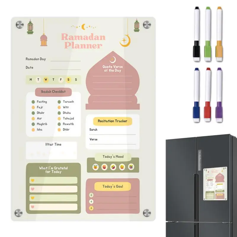 

Акриловая магнитная доска с планировкой, прозрачный акриловый календарь на неделю с 6 маркерами, сильный магнит, Еженедельный планировщик холодильника для Dail