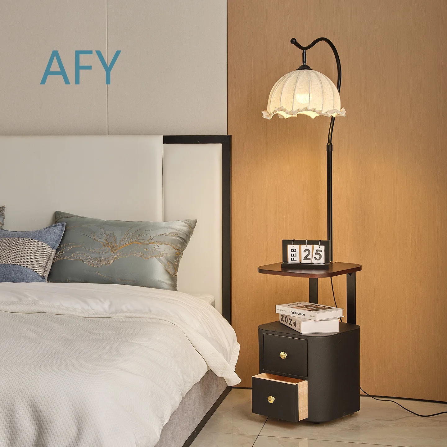 Mid-Century Modern Floor Lamp for Bedroom Bedside Table Living Room Sofa Side Decorative Ambient Lamp with Retro American