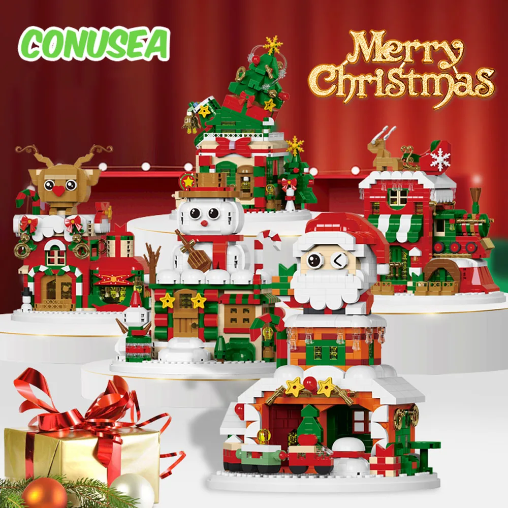 

Christmas Building Blocks Snowman Santa Claus Winter Village Snowhouse Brick Micro Blocks Figure Toys for Kids Room Decoration