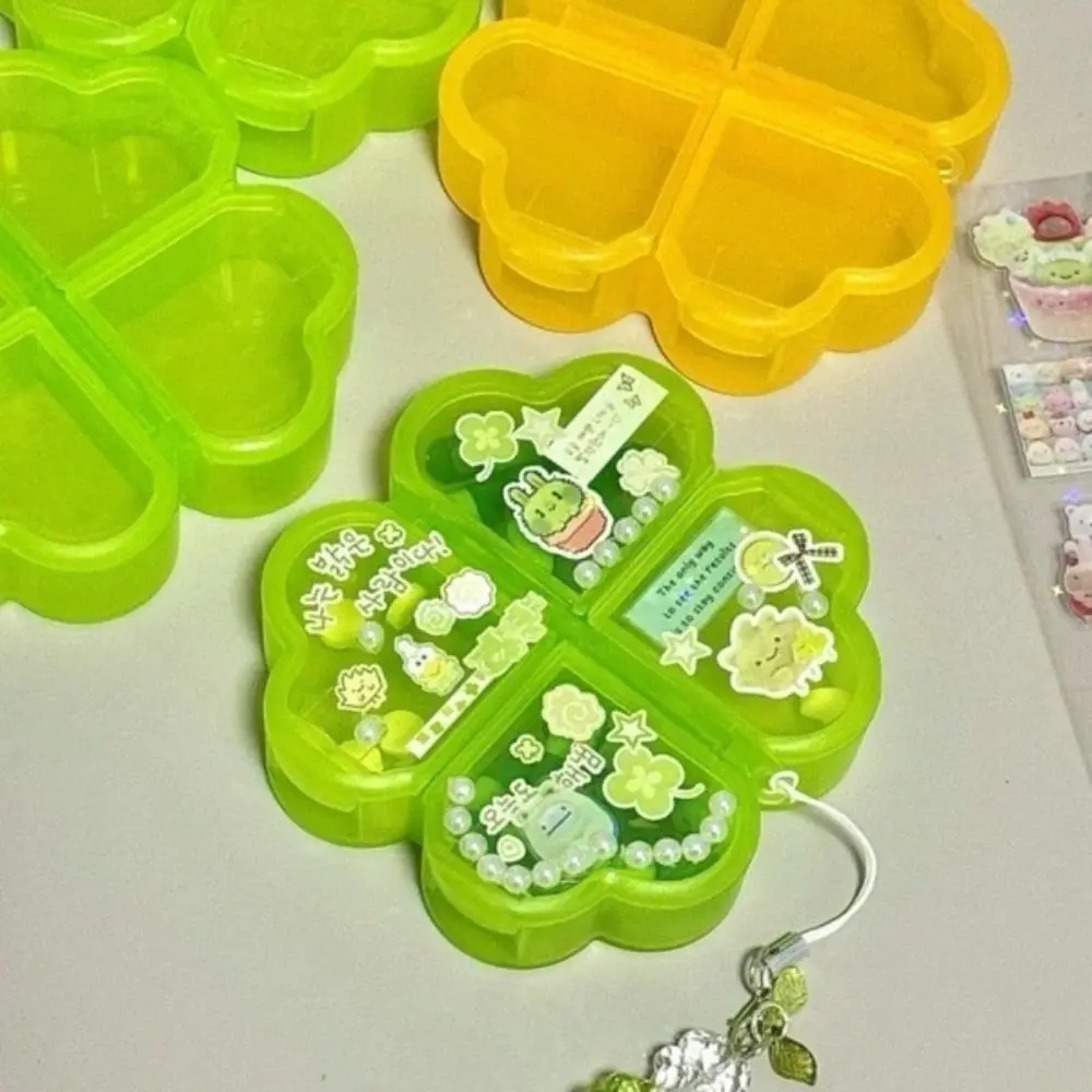 Durable Plastic Pill Storage Box Drug Separation Four-leaf Clover Daily Pill Organizer 4 Grids Drug Contain