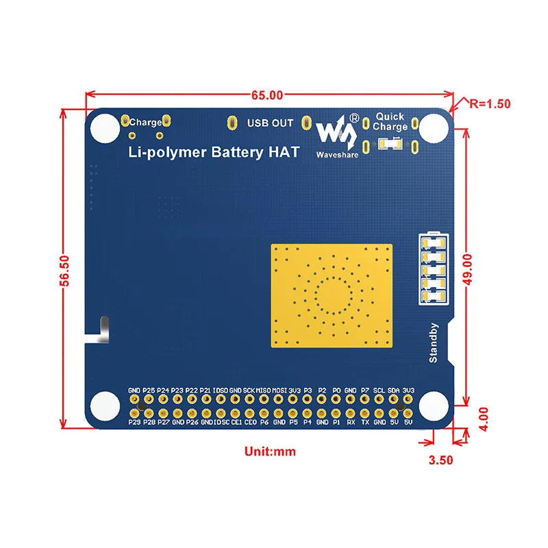 Raspberry Pi 4B/Zero W UPS Power Board - 3000mAh Li-ion Battery with Bidirectional Fast Charging (QC3.0)