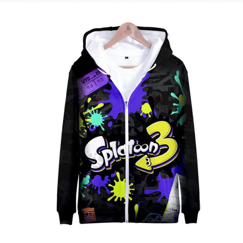 

Game Splatoon 3 3D Print Kids Hoodie with Zipper Hooded Sweatshirt Boys Girls Sweat Shirt Fleece Jackets Children Clothes