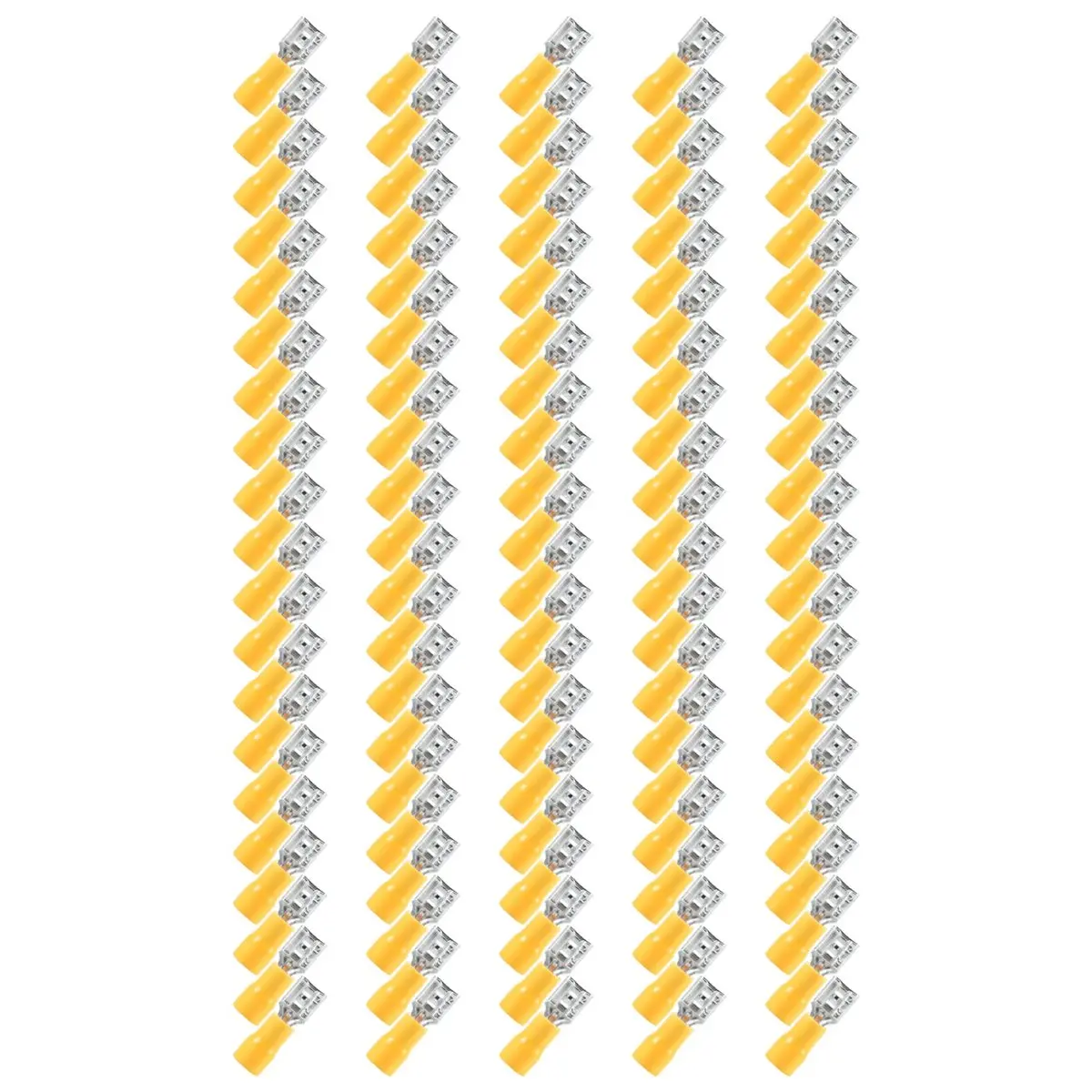 Improved100Pcs 24A Insulated 12-10AWG Female Spade Terminal Crimp Wire Connectors Yellow