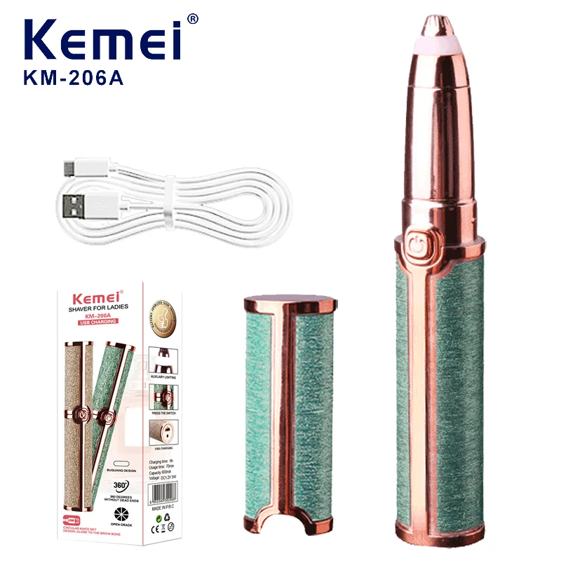 

KEMEI KM-206A Electric Eyebrow Trimmer Makeup Eye Brow Epilator Mini Shaver Razors Portable Facial Hair Remover Women Depilator