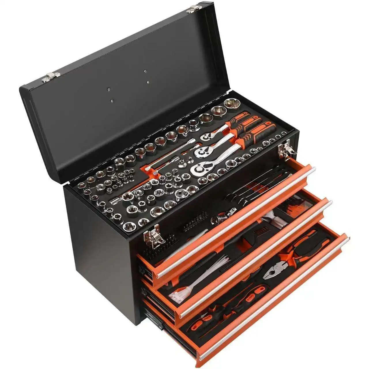 

High quality 408 pieces tool box portable tool kit three-drawer Tool Set With Drawer Heavy Duty Box